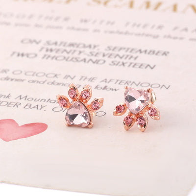 Aretes Huella de Perro Oro Rosa Pequeños para Mujer - Image 2