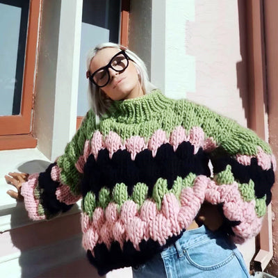 Suéter de Algodón Tejido a Mano, Oversized y Acogedor