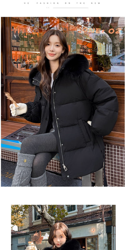 Chaqueta Acolchada con Cuello de Piel de Zorro - Largo Medio - Image 27