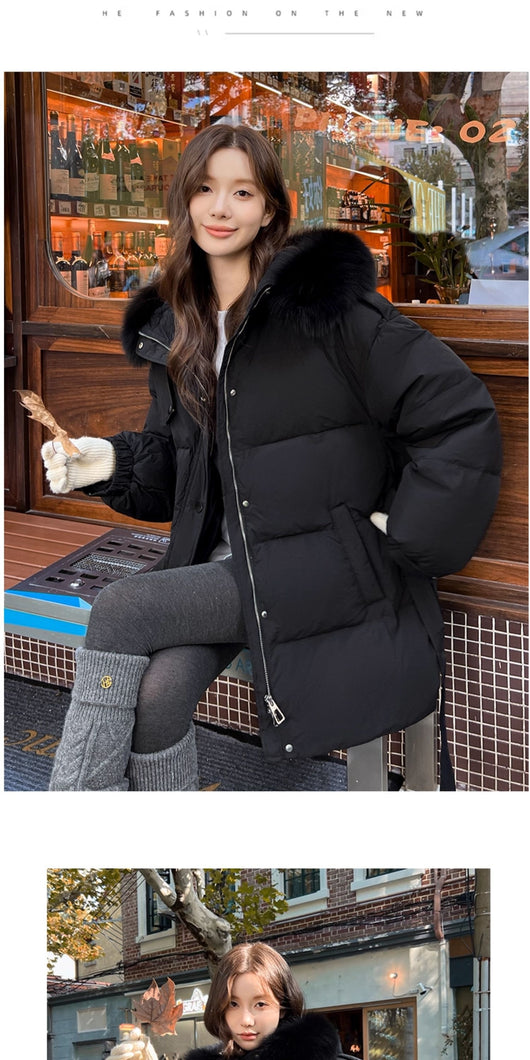 Chaqueta Acolchada con Cuello de Piel de Zorro - Largo Medio - Image 27