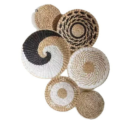 Decoraciones Bohemias Tejidas en Paja - Combinación de Pared Artesanal - Image 5