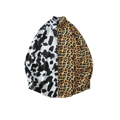 Camisa Estampado Leopardo con Bloques de Color