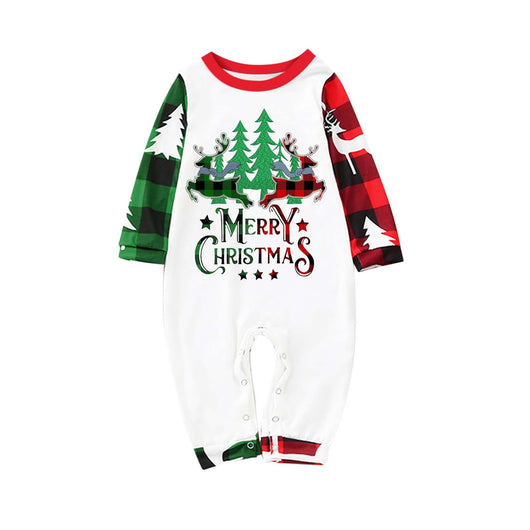 Matching family Christmas pajamas with red and green plaid, deer, and Christmas tree patterns, featuring "FAMILY Christmas 2024" text. - Image 13