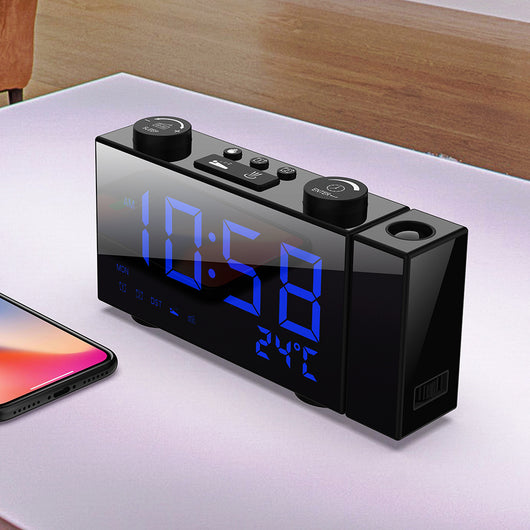 Reloj Despertador con Proyección FM, Pantalla Digital, Carga USB y Termómetro - Image 5