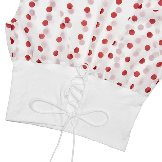 Blusa Crop Top Chiffon con Lunares y Espalda Descubierta - Top Casual Verano - Image 34