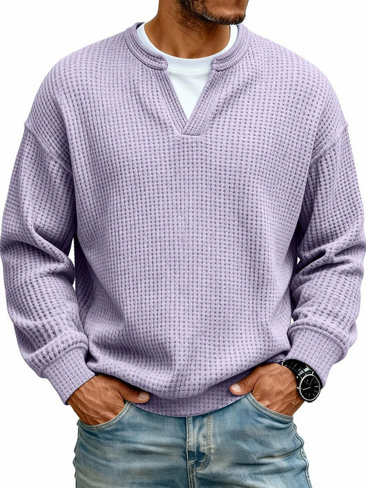Sudadera Texturizada Cuello V para Hombre - Manga Larga Casual Versátil - Image 18