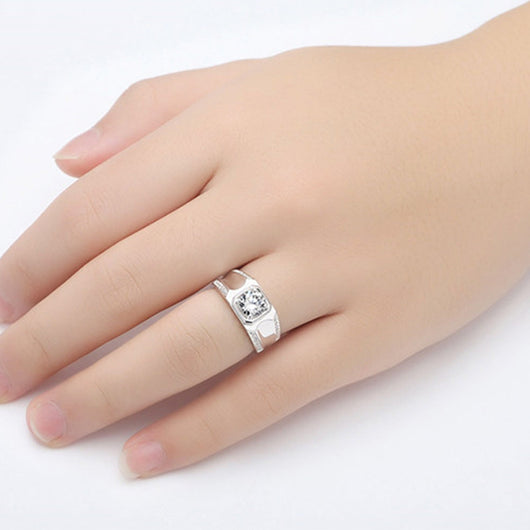 Anillos para Pareja con Diamante en Plata 925 Bañada en Oro - Image 6