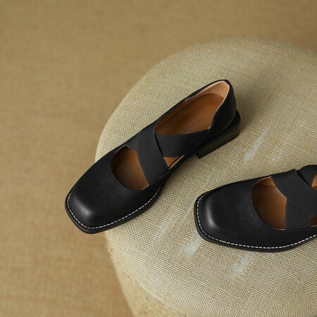Zapatos Retro de Cuero Gamuza con Tacón Bajo y Elástico Ajustable - Image 12