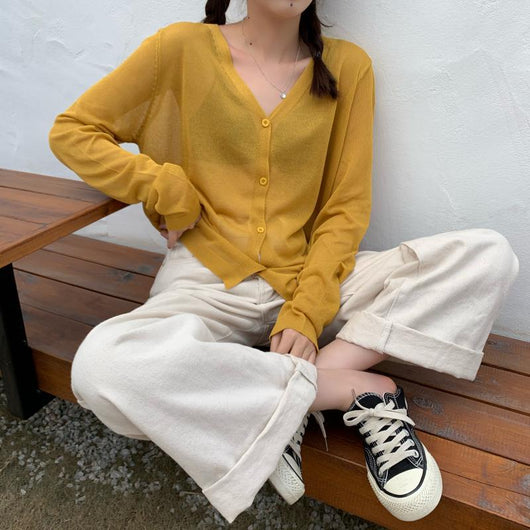 Cardigan de Seda de Hielo Tejido Fino con Protección Solar para Mujer - Image 8