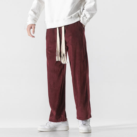 Pantalones de Pana para Hombre con Cordón Trenzado