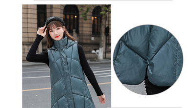 Abrigo Acolchado Largo Estilo Coreano con Chaleco Desmontable - Image 16
