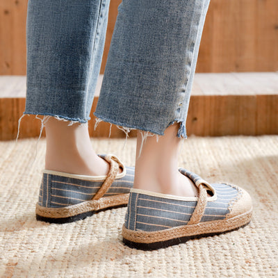 Zapatos de Lino para Mujer con Rayas Artísticas y Combinación de Colores - Image 11