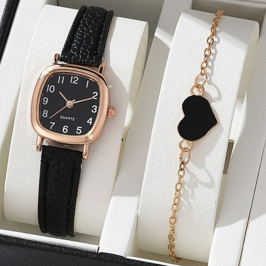 Reloj Retro Artístico para Mujer con Correa de Cuero y Carátula Cuadrada - Image 11