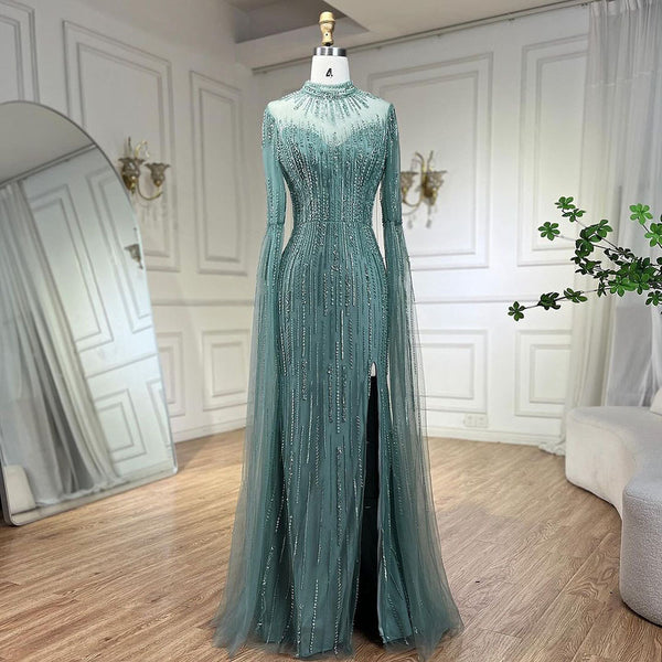 Vestido Elegante con Volantes en Mangas y Falda Tipo Cola de Pez - Image 4