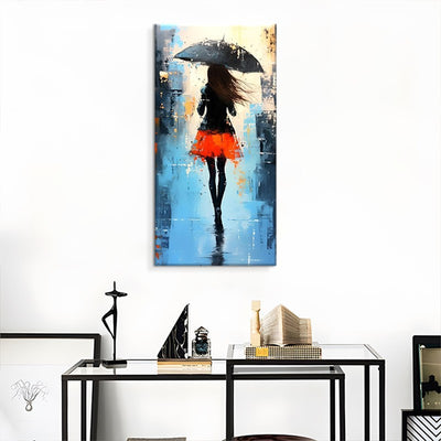 Cuadro Óleo Abstracto Moderno con Figuras Caminando Bajo la Lluvia - Pintura Artesanal en Lienzo para Decoración del Hogar - Image 2