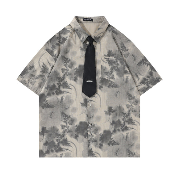 Camisa Casual de Camuflaje Manga Corta para Hombre