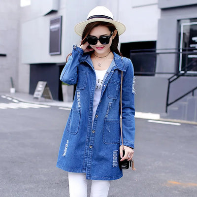Chaqueta Denim Suelta con Roturas Estilo Mid-Length - Image 9