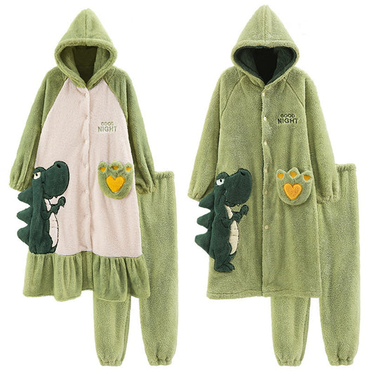 Bata Térmica de Franela para Parejas - Talla Grande Coral Fleece Invierno - Image 5