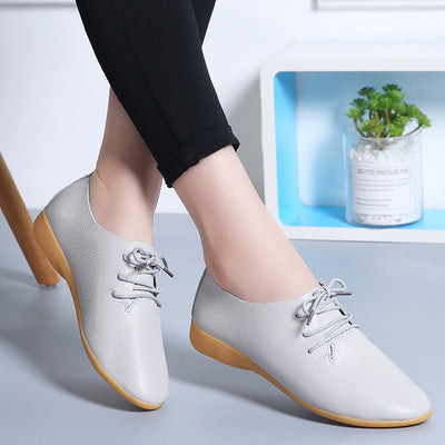 Zapatos Blancos Planos Clásicos Estilo Británico para Mujer - Image 2
