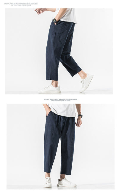 Pantalones Casuales Talla Grande Hombre - Corte Recto Algodón Lino Estilo Retro - Image 18