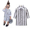 Camisa de Manga Larga a Rayas Verticales Blancas y Negras