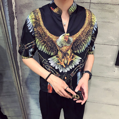 Camisa Casual Coreana Transpirable con Mangas de Cinco Puntos para Hombre - Image 7