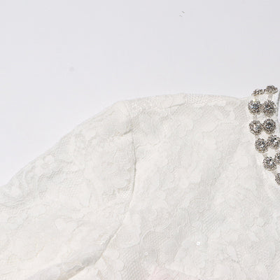 Conjunto Elegante con Blusa de Encaje Diamantado y Falda Cintura Alta - Image 22