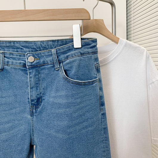 Pantalones Vaqueros Azul Desteñido Tendencia Verano para Hombre - Image 3