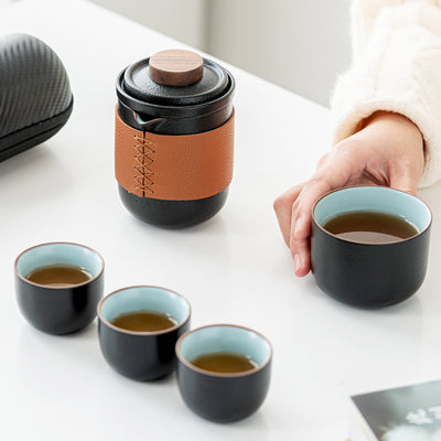 Juego de Té Portátil para Viajes con Tetera y Cuatro Tazas - Image 3