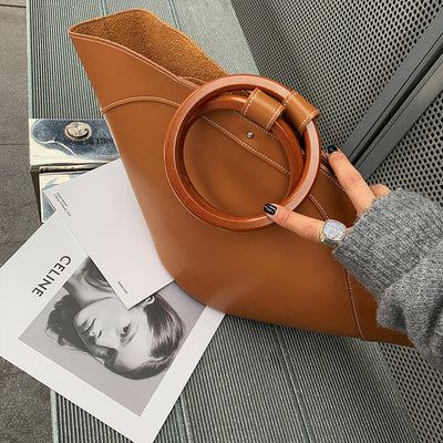 Bolso Tote de Madera con Diseño de Abanico - Gran Capacidad - Image 9