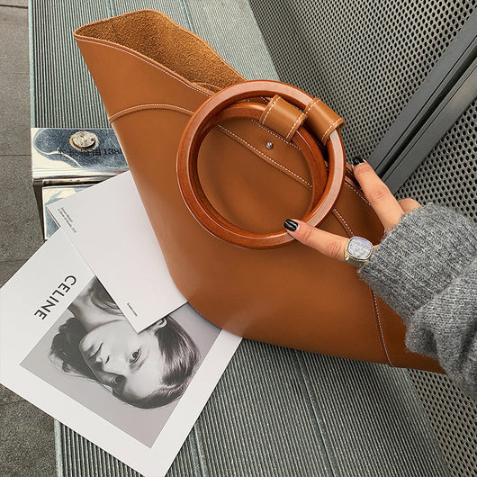 Bolso Tote de Madera con Diseño de Abanico - Gran Capacidad - Image 9