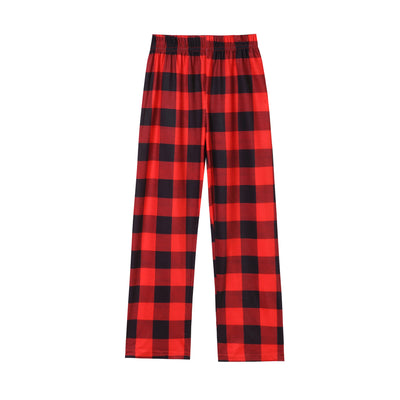 Christmas pajama set with a black long-sleeve top featuring a Santa head in American flag sunglasses and red and black buffalo plaid pants. - Image 20