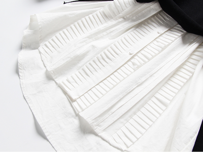Conjunto de Dos Piezas: Chaleco de Encaje y Vestido Camisero Blanco - Image 9