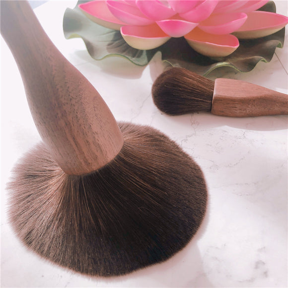 Set de Brochas de Maquillaje con Mango de Madera - Brochas para Rubor, Ojos y Base