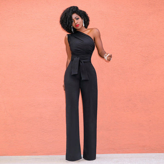 Jumpsuit con Hombros Inclinados Asimétrico - Image 9