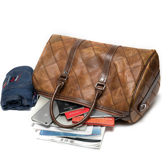 Bolsa de Viaje Vintage a Cuadros para Hombre - Image 5