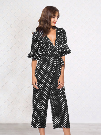 Jumpsuit Elegante con Estampado de Lunares y Manga 3/4 - Image 5