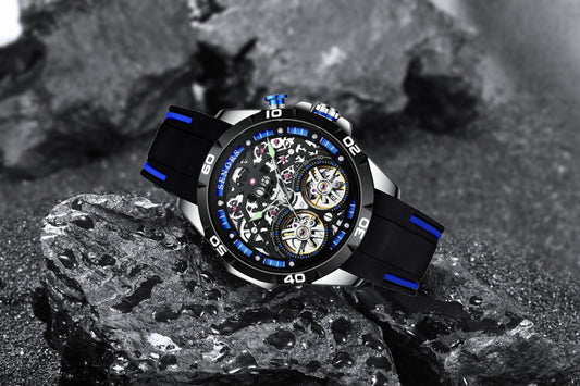 Reloj Mecánico Esqueleto con Doble Tourbillon