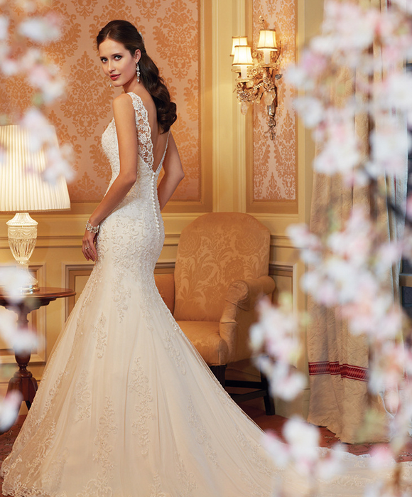 Vestido de Novia Cola de Pez Sin Mangas con Encaje