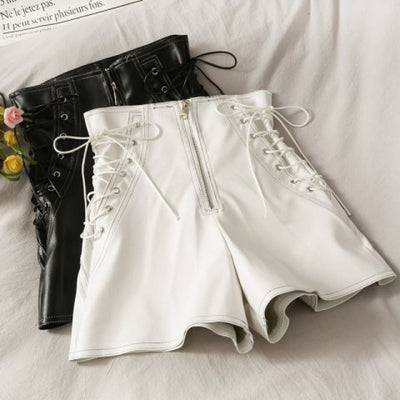 Shorts de Cuero Delgado para Mujer Primavera Otoño Ajustado con Cierre - Image 9
