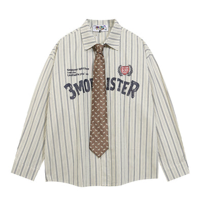 Camisa Manga Larga Estampado Letras con Rayas Verticales para Hombre - Image 19