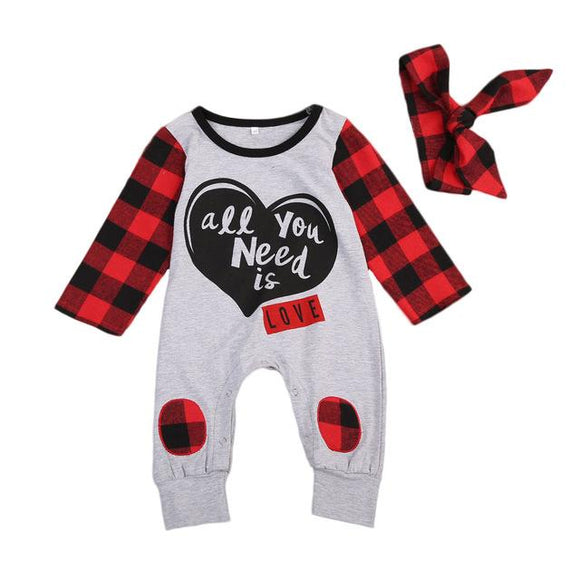 Conjunto Bebé Love is All You Need - Romper + Diadema 2 Piezas