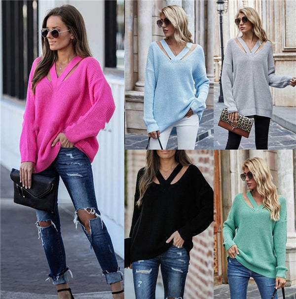 Suéter V-neck versátil para mujer - Perfecto para el trabajo