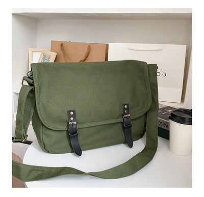Bolsa de Mensajero Retro de Lona con Cierre Abatible y Detalles de Herrería - Image 22