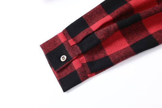 Camisa a Cuadros con Bolsillo y Solapa para Hombre - Manga Larga Otoño - Image 6