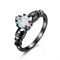 Anillo Corona de Ópalo Corazón Acero Negro