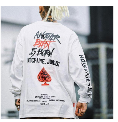 Camiseta de Manga Larga con Estampado de Letras Urbanas - Estilo Hip Hop Europeo - Image 3