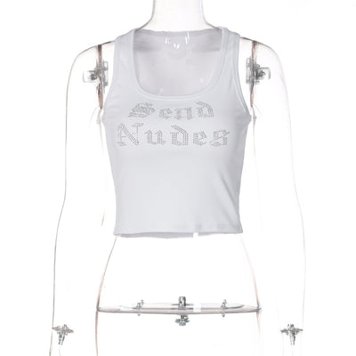 Chaleco Casual Corto con Strass y Letras para Mujer - Image 6