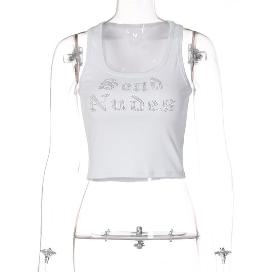 Chaleco Casual Corto con Strass y Letras para Mujer - Image 6