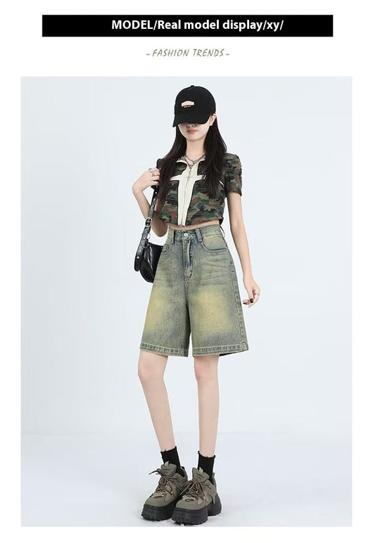 Shorts Denim Retro Lavado para Mujer - Estilo Casual Versátil - Image 18